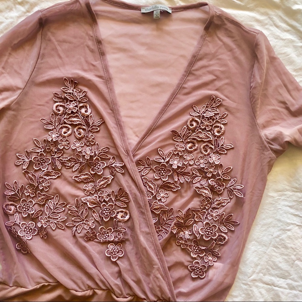 Embroidered Mesh Body Suit - Size MD